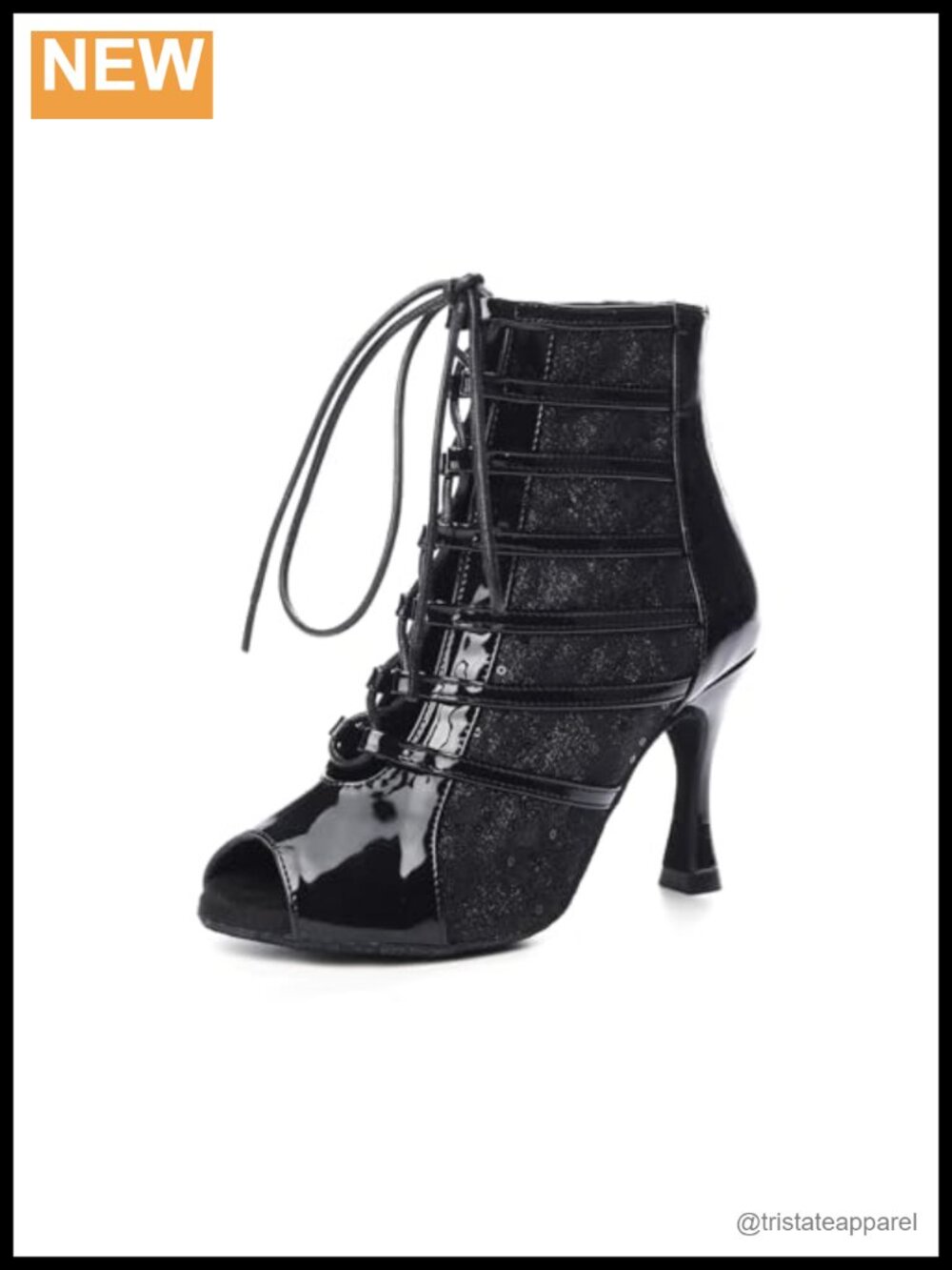 Women's Latin Dance Boots High Heel Open Toe Lace Up Ankle Boots Salsa Ballroom